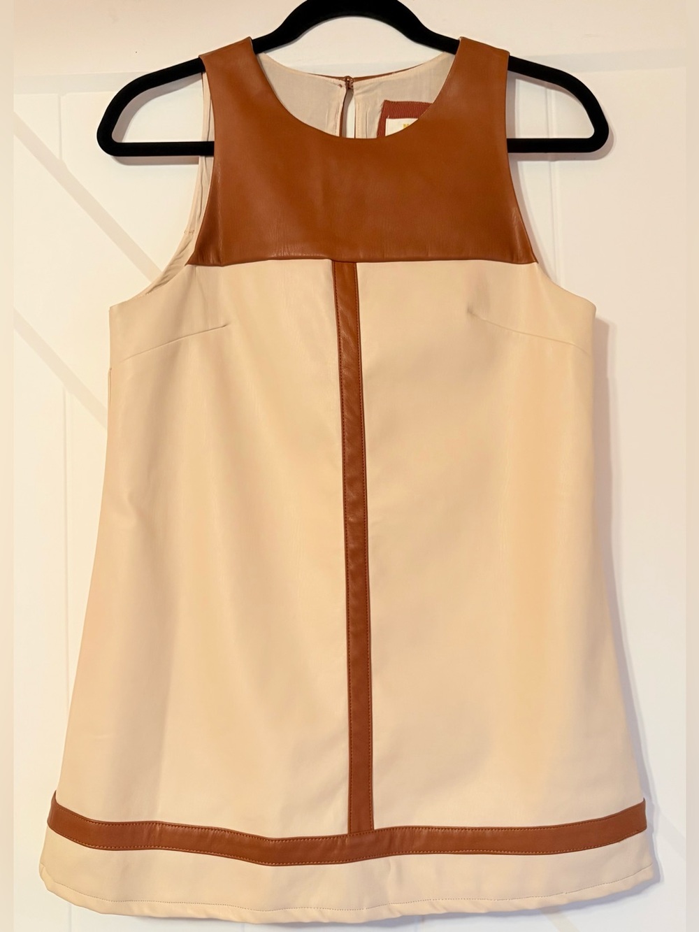 Maeve Anthro Faux Leather Colorblock Shift Dress Mod 60s XS
